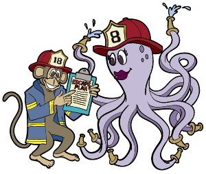 Michael and Scarlett, the Fire Safety Monkey and Octopus!